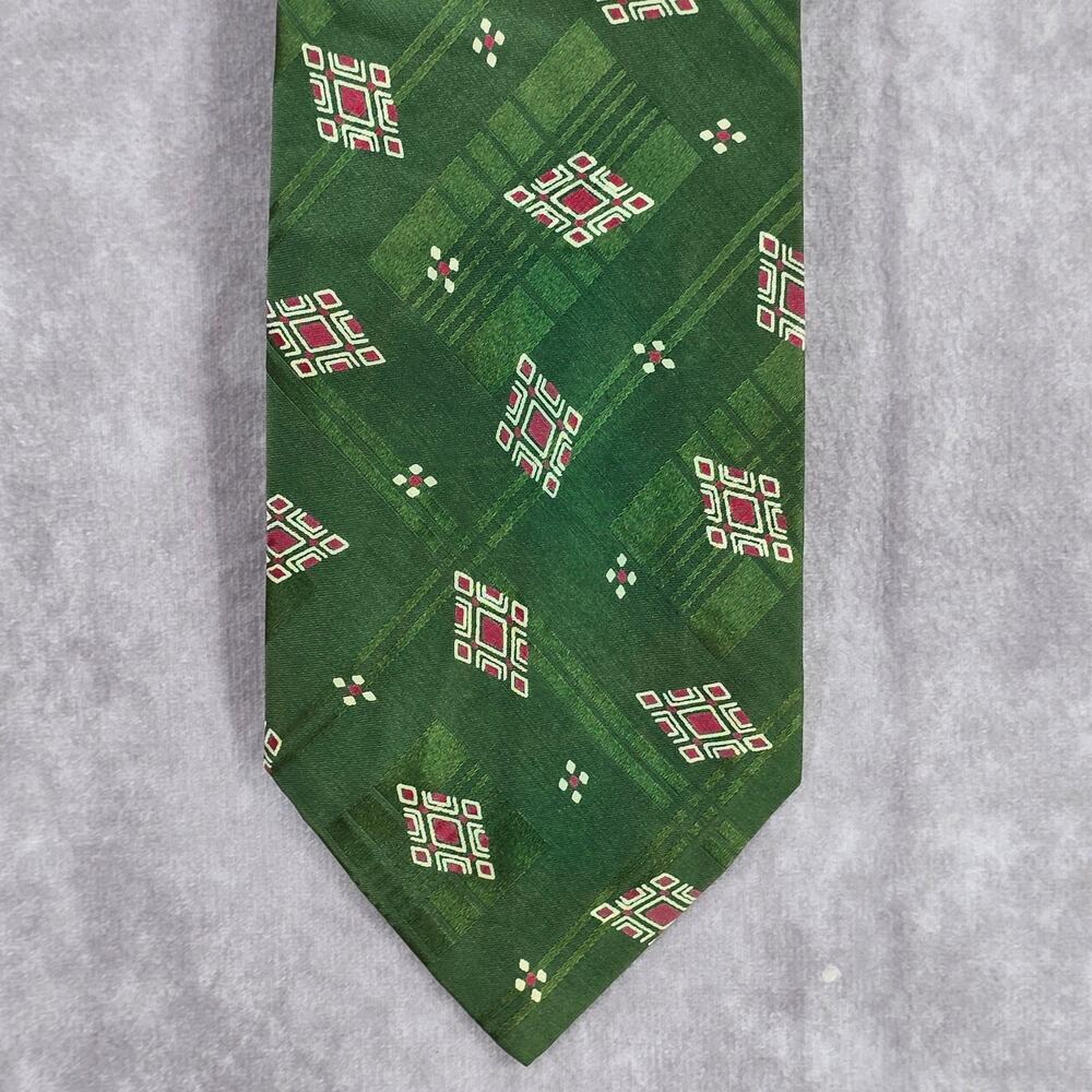 Polo by Ralph Lauren‎ Green Red Geometric 100% Silk Men's Neck Tie